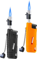 Laffizz 2 Pack Torch Lighter for Outdoor Refillable Butane Jet Flame Lighters Long Wand Torch Lighters for Camping Hiking Adventure Survival Tactical Gear Candle Grill BBQ (Without Gas)