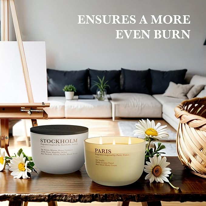 Vanilla Cream Scented Candle, 3 Wicks, 16 oz Natural Candles Non Toxic for Home Scented, Relaxing Aromatherapy Scented Candle,Big Soy Candle Gift for Women with Long-Lasting & Clean Burn