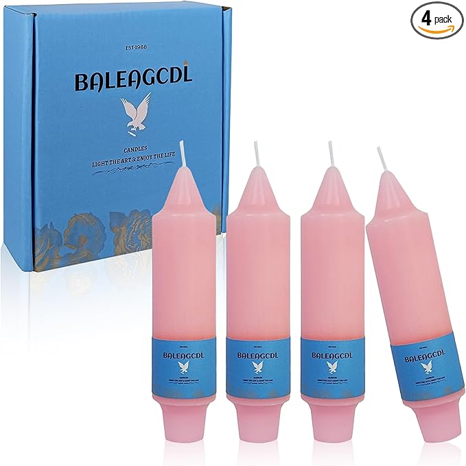 Handmade Unscented Long Lasting Twisted Pink Taper Candles 5 Inch with Smooth Flame Elegant Design and Smokeless Candle Perfect for Home Décor Weddings