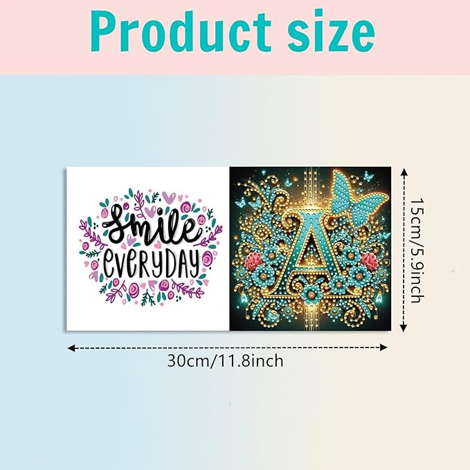 DoxQcs 5D Diamond Art Painting Greeting Cards Kit, DIY Cards for Blessings Congratulations Gifts, Greeting Card Set for Birthday Thanksgiving Day Christmas Halloween-Letter A