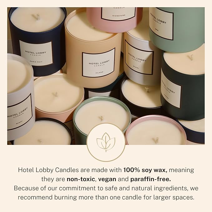 Hotel Lobby Capri Candle – Hand-Poured 9.75oz 100% Soy Wax with Italian Citrus, Jasmine, Amaro Liqueur, Sea Salt, and Mineral Amber – Paraffin-Free, Infused with Essential Oils, 65-Hour Non-Toxic Burn