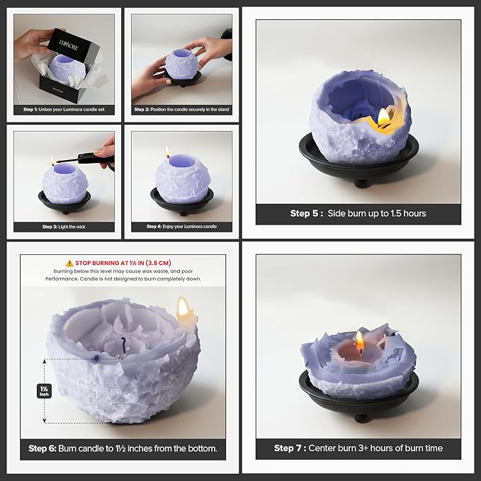 LUMINORA Spiral Scented Candle for Women & Men | Hand-Crafted Decorative Soy Wax Candle | Decor Wick Flower | Unique Twisted Spiral Burn Design | Aromatherapy Candle | Languid | (Lavender Scent)