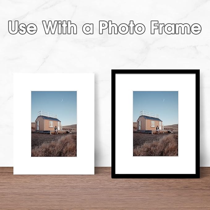 Golden State Art, Pack of 25, Acid-Free White Pre-Cut 8x10 Picture Mat for 5x7 Photo with White Core Bevel Cut Frame Mattes