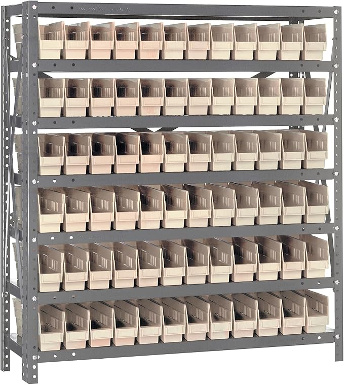 Quantum Storage Systems 1239-100IV Solid Heavy Duty 7 Shelves 72 Economy Ivory Bins 39" H x 36" W x 12" D