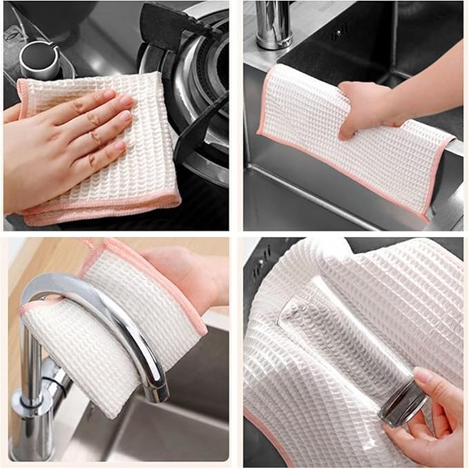 10 Packs Wood Fiber Cleaning Cloths,Household Super Absorbent Cleaning Cloth,No Oil Stains,Reusable Glass Cleaning Rag,Multifunctional Microfiber Towel for Kitchen,Car,Window-Colorful 30*30CM