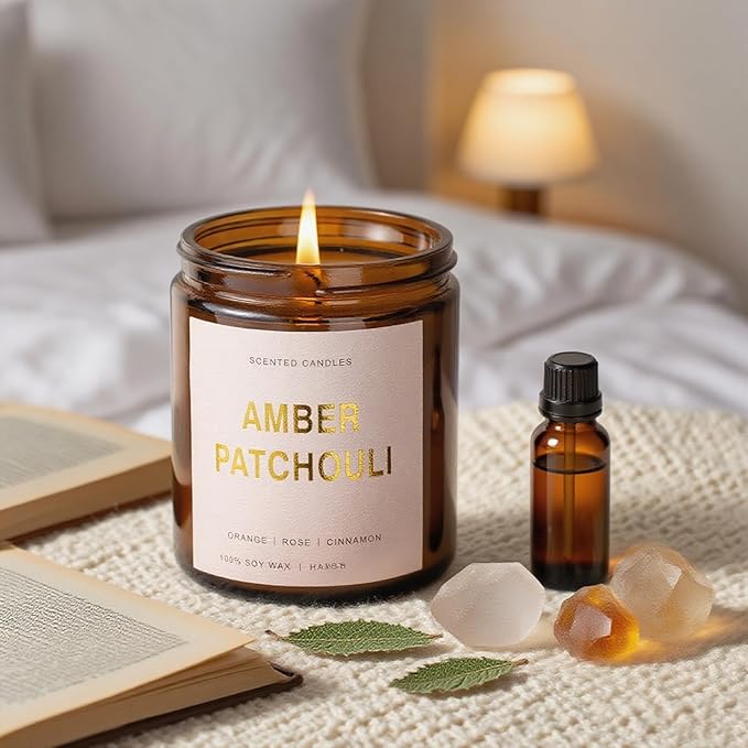 Candles for Home Scented, 4 Pack Soy Candle Non Toxic, Spring Aroma Candles with Lavender Thyme,Magnolia & Sandalwood,Amber Patchouli,Lemon Eucalyptus - Candle Gifts Set for Women & Mothers Day