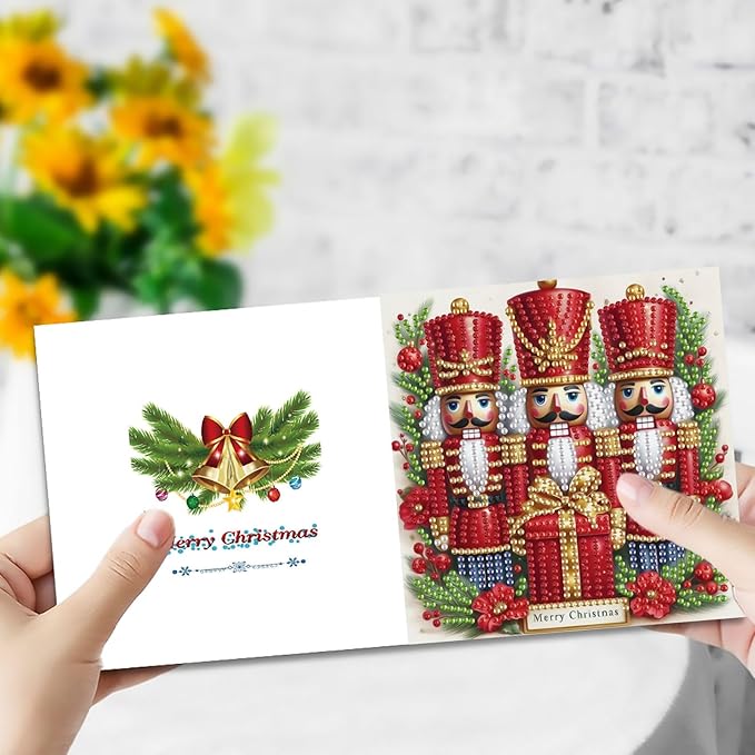 5D Diamond Art Painting Greeting Cards Kit, DIY Cards for Blessings Congratulations Gifts, Greeting Card Set for Birthday Thanksgiving Day Christmas Halloween-Nutcracker