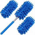 Microfiber Duster for Cleaning, GMLKRY Hand Washable Dusters with 3pcs Replaceable Microfiber Head, Extendable Pole, Detachable Cleaning Supplies for Office, Car, Window, Furniture (Blue)