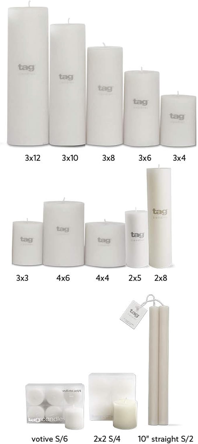 TAG Chapel 3X12 White Pillar Paraffin Wax Candle Unscented Drip-Free Long Burning 175 Hours for Home Decor Wedding Parties Dining Dinner Kitchen Table Tabletop Living Room End Table Decor Decoration