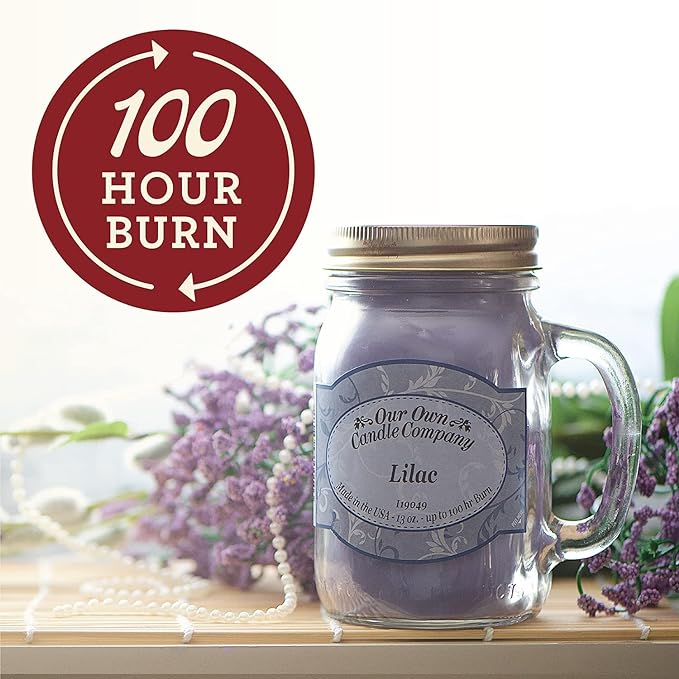 Our Own Candle Company Lavender Chamomile Scented Mason Jar Candle, 100 Hour Burn Time, Made in The USA - 13 Ounces