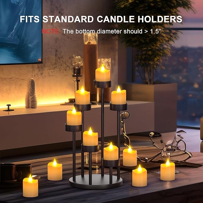 SoulBay Rechargeable Flameless Votive Candles, 12pcs 1.5" D White Electric Battery Operated LED Fake Tea Lights Candles with Remote Timer for Lantern Table Home Decoration, No Battery Required