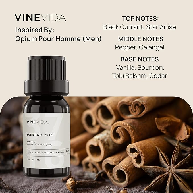 VINEVIDA [0.33 Oz] Inspired by: Opium Pour Homme (Men); Fragrance Oil for Candle Making and Soap Making - Premium Candle Scents for Soy Candles