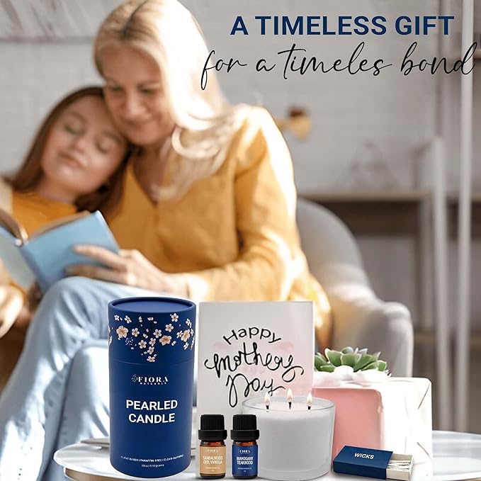 Pearled Candle Sand Mothers Day Gift for Mom, 18oz Sand Wax, 30 Wicks, 2X Natural Fragrance Oils + Large Glass Jar Included, Smoke Free Powder Snow Candles, Upto 120 Hours Burn Time, Candle Making Kit