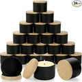 Pumtus 24 Pack 8 OZ Candle Tins, Matte Black Candle Container with Lids, Round Metal Jars for Making Candles, Bulk Empty Candle Vessel, Wax Mold Supplies, Gift Packaging Can for DIY, Storage, Gift