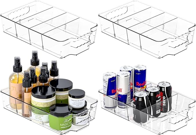 Yieach 6 Pack Pantry Organizers and Storage Bins,Large-Capacity Snack Organizer for Pantry Shelf,Bpa Free Refrigerator Organizers and Clear Fridge Organization and Food Storage Containers for Kitchen