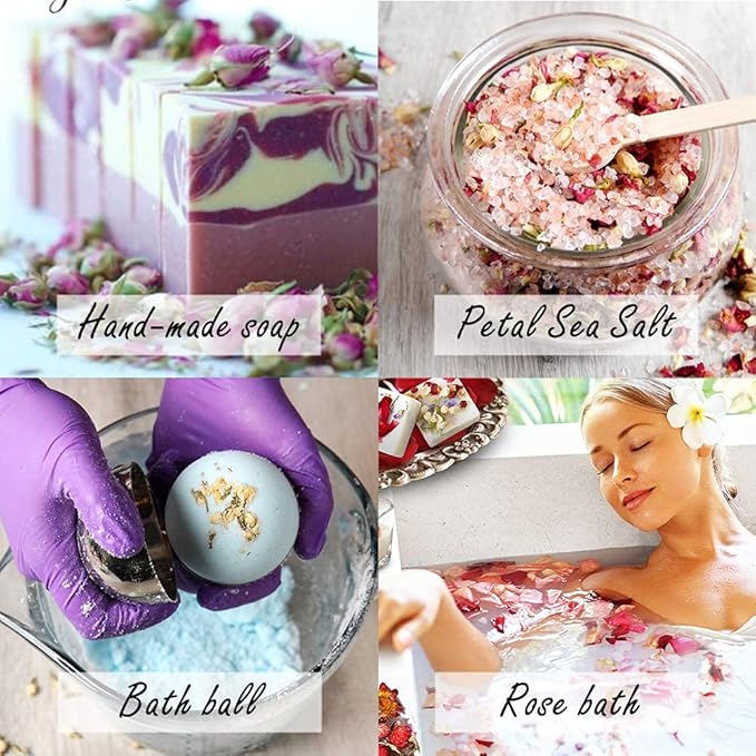 LAVEVE Dried Flowers, 40 Bags 100% Natural Dry Flower Herbs Kit for Soap, DIY Candle, Bath, Resin Jewelry Making Include Lavender, Don't Forget Me, Lily, Rose Petals, Jasmine and More