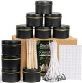 Blingfun 10 Packs 4 oz Candle Tins kit, Candle Making Tins, Candle Jars, 100pcs Candle Wicks, 100pcs Wick Stickers, Candle Containers for Making Candles(Black)