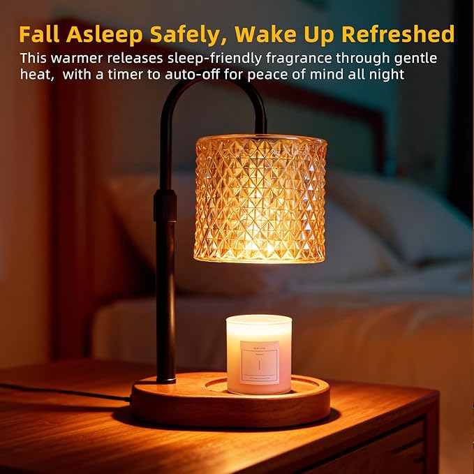 Height Adjustable Candle Warmer Lamp with Timer, Dimmable Candle Warmer for Jar Candles(Not Included), House Warming Home Decor Cozy Wax Melts Warmer, Christmas Birthday Gifts for Women Mom (Black)