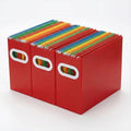Hanging File Organizer Box, 3 Pack Red Cardboard File Folder Holder for Letter Size, Portable Desk Document Storage with Handles, for Office,Home,School