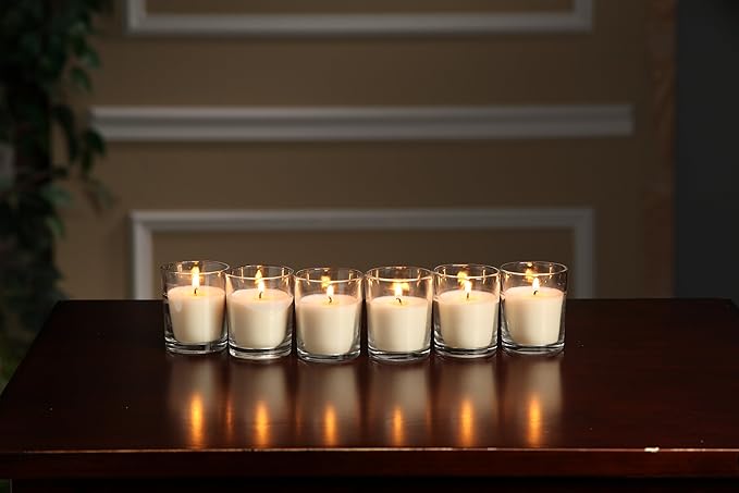 Hosley's 96 Pack of Ivory Unscented Clear Glass Filled Votive Candles