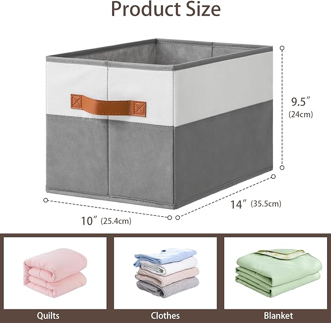 8 Pack Large Storage Bins with Handle,Collapsible Storage Basket for Shelves,Fabric Closet Organizer for Organizing Clothes Blanket,Decorative Dorm Organizers and Storage