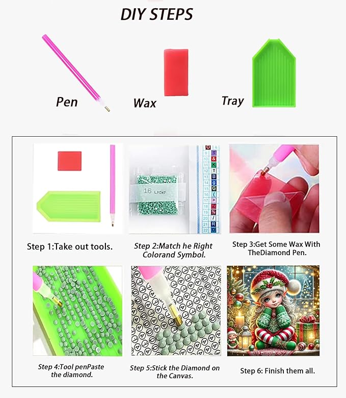 APTDYIGL 5D Christmas Diamond Painting Kits for Adults Beginner,DIY Christmas Candle Girl Diamond Art Kits for Adults,Round Full Drill Diamond Dots with Gem Art Kits,Home Wall Decor 13.7X13.7inch