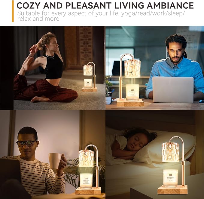 TOACSUCP Candle Warmer Lamp with 3 Bulbs, Adjustable Height Dimmable Candle Warmer with Timer, Compatible with Large Jar Candles, Candle Lamp with Charming Gift Box Ribbon for Her/Him(2 Pack)