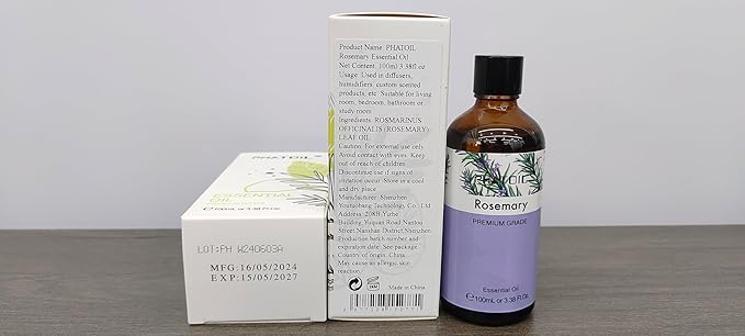 PHATOIL 3.38FL.OZ Rosemary Essential Oil, for Aromatherapy Diffusers, Humidifiers, Great for DIY Candle and Soap Making, Huge 100ML Bottle
