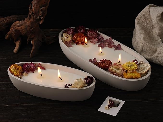 Oval Candle Boat Jar Molds, Creative Silicone Vessels Pot Molds, Concrete Container Storage Tray Making Moulds for Storage Holder Jewelry Box Vase Aroma Cup (L)