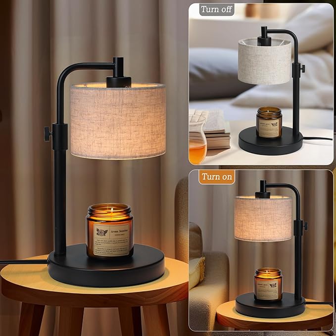 NITOWOLF Candle Warmer Lamp, Candle Lamp Warmer with Timer Adjustable Height Wax Warmer Lamp for Jar Candles, Birthday Gifts for Women House Warming Gifts (Black Linen)