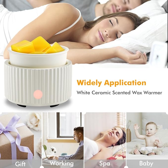 EQUSUPRO Wax Melt Warmer for Scented Wax -4-in-1 Electric Ceramic Candle Wax Warmer Fragrance Wax Burner Melter for Home Office Bedroom Gift & Decor (Elegant Vertical Stripes)