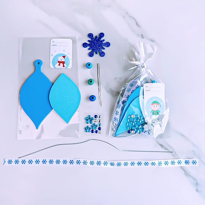 Winlyn 24 Sets 8 Designs Christmas Craft Kits Winter Crafts DIY Holiday 3D Snowflake Baubles Ornaments Decorations Snowflake Foam Stickers Arts and Crafts for Kids Classroom Activities Party Favors