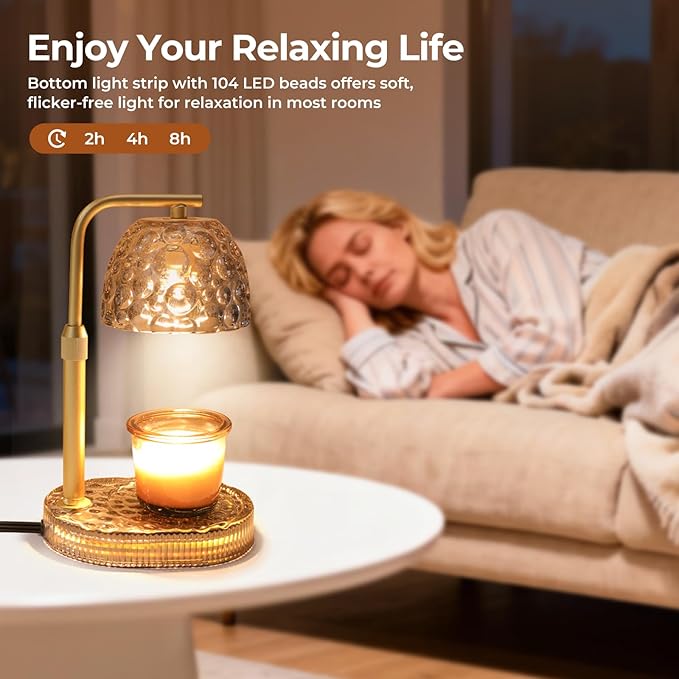 Candle Warmer Lamp Adjustable Height, Flameless 4-Level Dimmable Wax Melt Warmer for Jar Candles with 2 Bulbs, House Warming Gifts, Multiple Colors, Safe Home Use(Sky Gray)