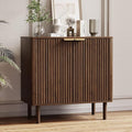 IKALIFE Sideboard Buffet Cabinet with Storage, Modern Fluted Accent Credenza with Doors & Adjustable Shelves, Wood Coffee Bar Console Table for Living Room, Dining Room, Kitchen, Entryway 31.5"Walnut