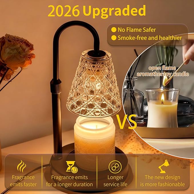 Candle Warmer Lamp with Timer Dimmable, Birthday Gifts for Women Mom, House Warming Gifts New Home Decor, Wax Melt Warmer for Jar Candles with 2 Bulbs