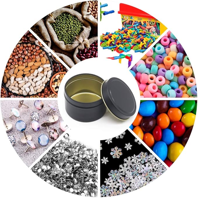 Aroparc Black Tins 4oz, Bulk Making Tins 24 Piece Containers, Jars for Candle Making - Black