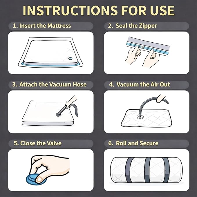 Memory Foam Mattress Vacuum Bag for Moving and Storage – Heavy Duty Compression Bag with Straps, Vacuum Bag for Memory Foam Mattress (Twin/Twin-XL)