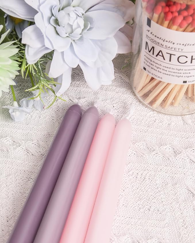 Viyffo 12 Inch Purple Taper Candles Set of 20 Unscented Smokeless Long Tall Tapered Candle for Candlesticks Sticks Wedding Advent Home Decor Dinner Christmas