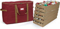 Covermates Keepsakes Adjustable Ornament Storage Bag – Heavy-Duty Polyester, Padded Dividers & FlexGrid Trays – Protective Holiday Ornament Organizer with Handles & Label Window, Red