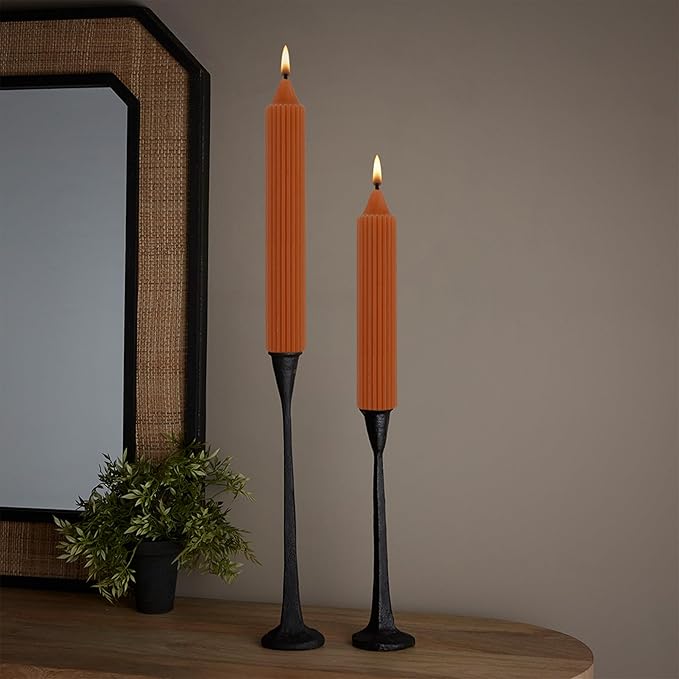 Root Candles 4-Count Unscented Dinner Candles Dripless Beeswax Enhanced Grecian Collenette Boxed Candle Set, 7-Inch, Rust
