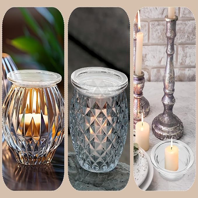 2Pcs Replacement Wax Heating Tray, 4.5in Glass Aromatherapy Tray Candle Heating Bowl, Wax Warmer Replacement Tray Oil Warmer Tray, Wax Melting Tray Wax Tray for Lamp Wax Melting Heating