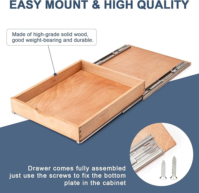 Pull Out Cabinet Drawers - 6x2 Size Options (12-23'W,18-21'D), Pre-Assembled with Soft Close Slides, Solid Beechwood, Easy Installation(26'W x 18'D)