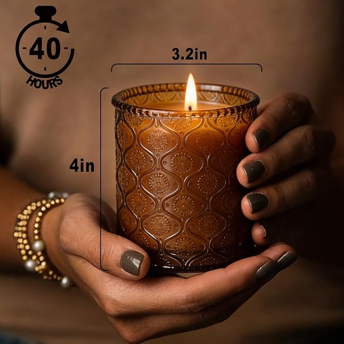 Organic Beeswax Candles in Glass Jar, 100% Pure Beeswax Jar Candles, 2-Wick Unscented Bees Wax Candle for Home, Gifts for Women & Men, Non Toxic, Natural, 40 Hour (Style 1)