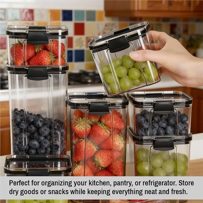 Kitchen Storage Containers Set With Lids - Pantry Organizers For Home And Kitchen - Airtight Plastic Containers For Daily Food Organization (6)