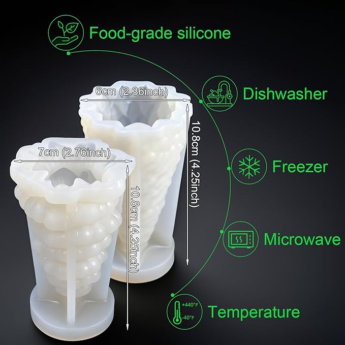 2pcs 3D Christmas Tree Silicone Candle Soap Epoxy Resin Wax Mold Silicone Shapes Christmas Trees Mold for Candle Resin Soap Craft Cake Chocolate Making Kit Christmas Gift (Coniferous+Weeping Pine)