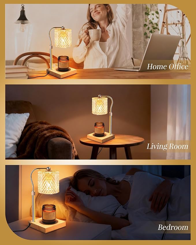 Candle Warmer Lamp with Timer Dimmer Adjustable Height, Mothers Day Gifts for Mom, Birthday Gifts for Women, House Warming New Home Decor, Electric Wax Warmer for Jar Candles, Gold