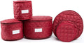 Covermates Keepsakes Dish Storage Set – Padded China & Dinnerware Storage Cases with Dividers, Cup & Stemware Storage, Quilted Polyester Protection, ID Window, Red