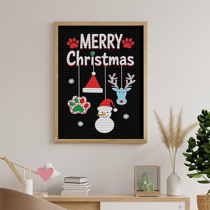 AIVKIEJK Diamond Painting Kits for Adults - Merry Christmas Paw Painting DIY 5D Full Drill Diamond Dots Paintings with Diamonds Gem Art and Crafts Home Decor 12"x16"