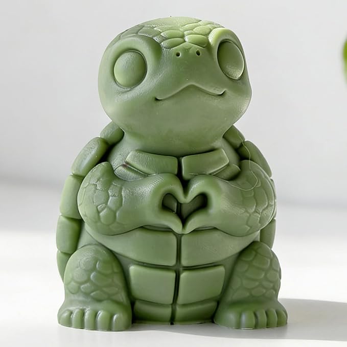 Heart in Hand Turtle Animal Cylinder Candle & Resin Mold - Resin Casting Silicone Molds for Home Decor & Candle Making Wave Spiral Mold