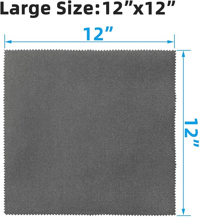 6 Pack Microfiber Gun Cleaning Cloth, 12"x12" Lint Free Gun Cleaning Rags, Reusable Microsuede Cleaning/Polishing Wipes Towels for Firearms, Knives and Scopes (Gray)